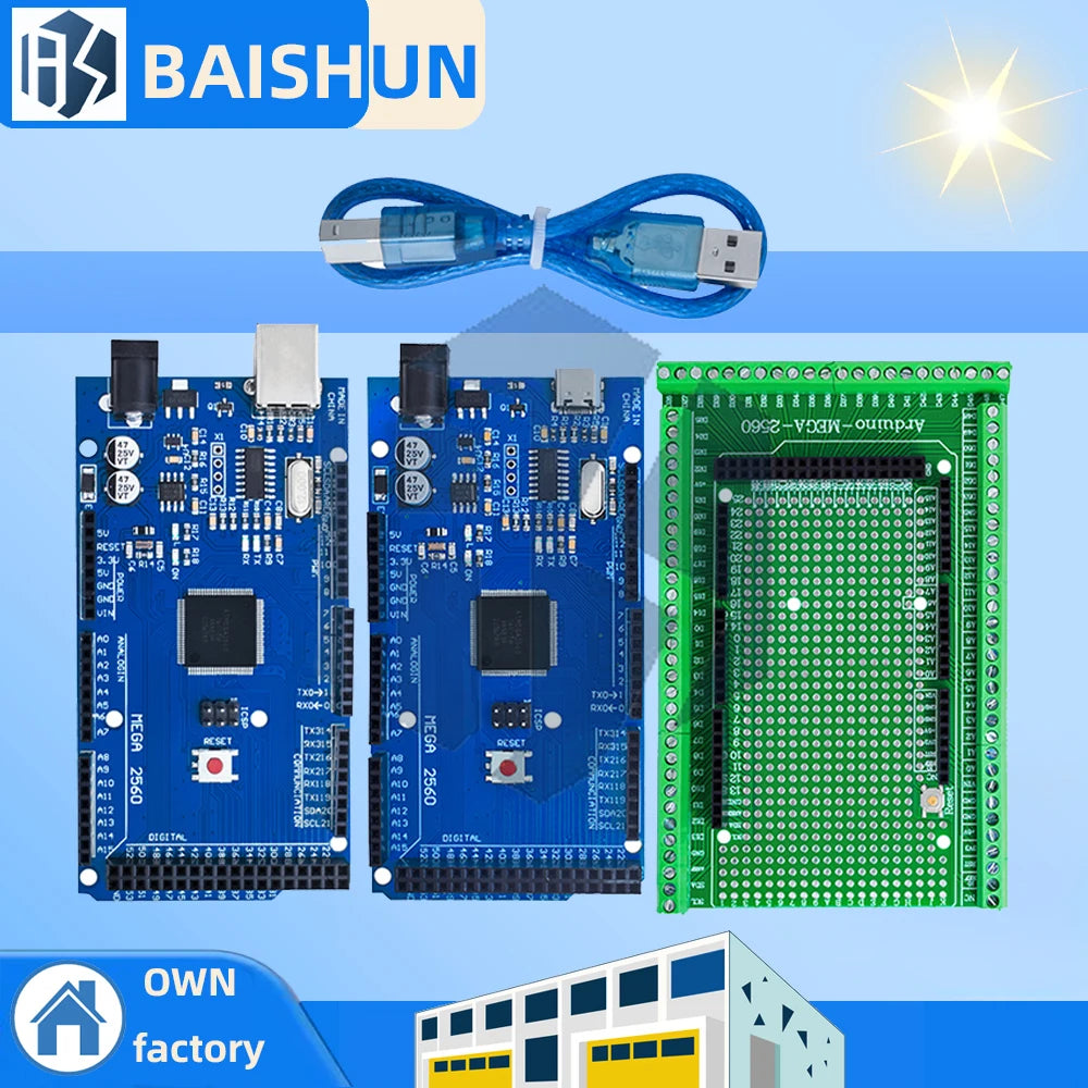 1PC Double-sided PCB Prototype Screw Terminal Shield Kit - Compatible with MEGA-2560 Series (ATMEGA16U2) Zpaxo