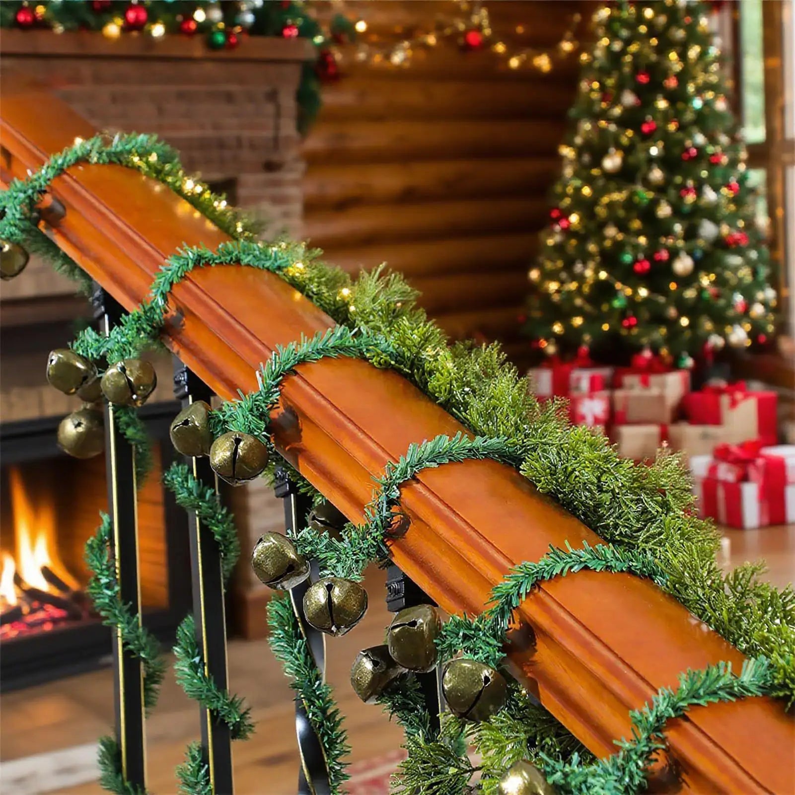 Banister Garland Ties Ribbon Hanger Reusable Bells Stairs Christmas