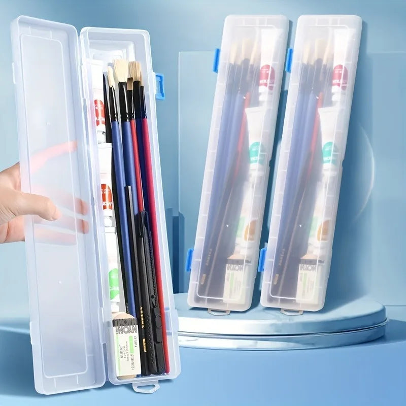 Long Paintbrush Holder Translucent Storage Box Watercolor Pens