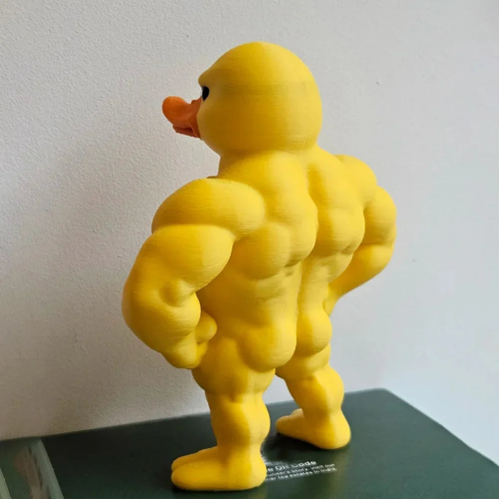 Muscle Duck Statue -3D Desktop Decor,Cute Bookshelf Whimsical Figurine,Multifunctional Indoor/Outdoor Decoration, Home Accessory Zpaxo