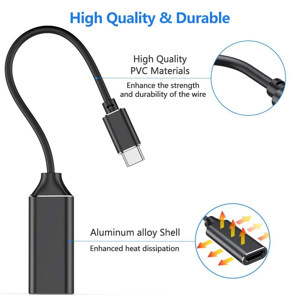 C HDMI Adapter Male Female Converter Cable 4K USB HDTV Laptop Flat Zpaxo