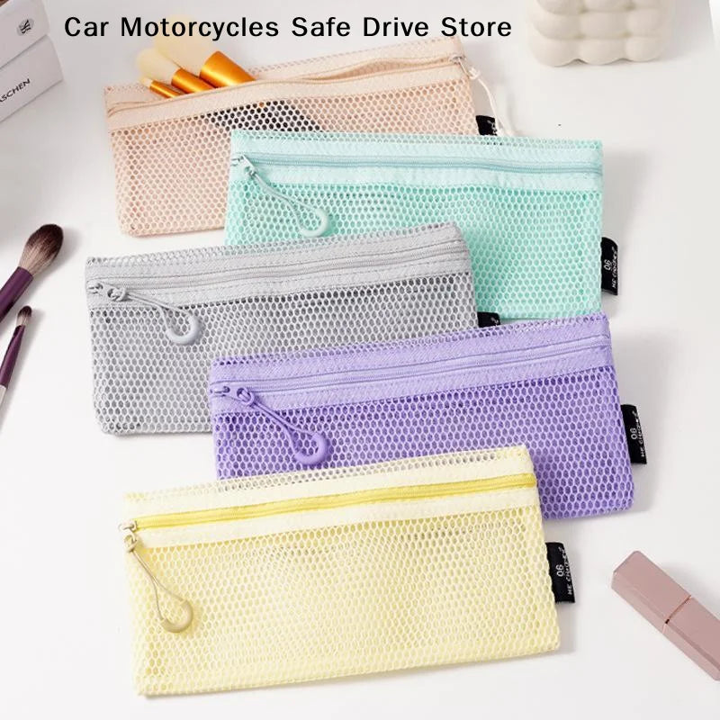MBreathable Mesh Zipper Storage Pouch Visible Large Capacity Makeup