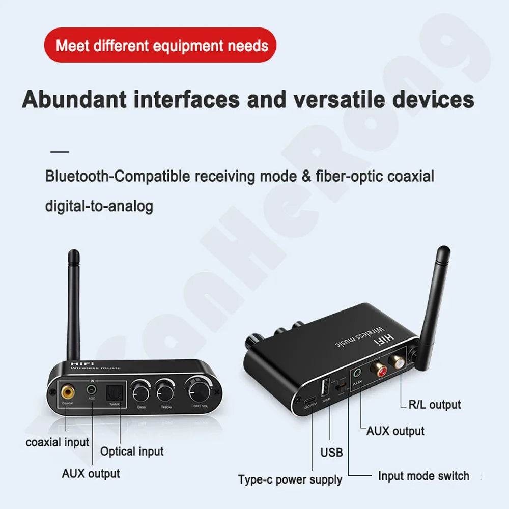 Digital to Analog Audio DAC Converter Spdif Optical Coaxial Signal to 3.5MM AUX Amplifier Decoder Bluetooth-Compatible Receiver Zpaxo
