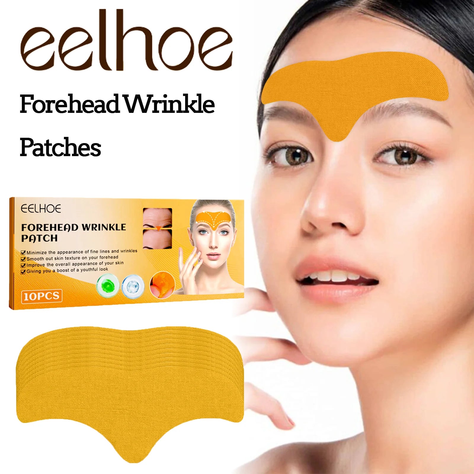 Forehead Wrinkle Patches 10pcs, Anti Aging Facial Strips to Smooth Fine Lines Wrinkles Forehead Lift Tape with Jojoba Oil Zpaxo