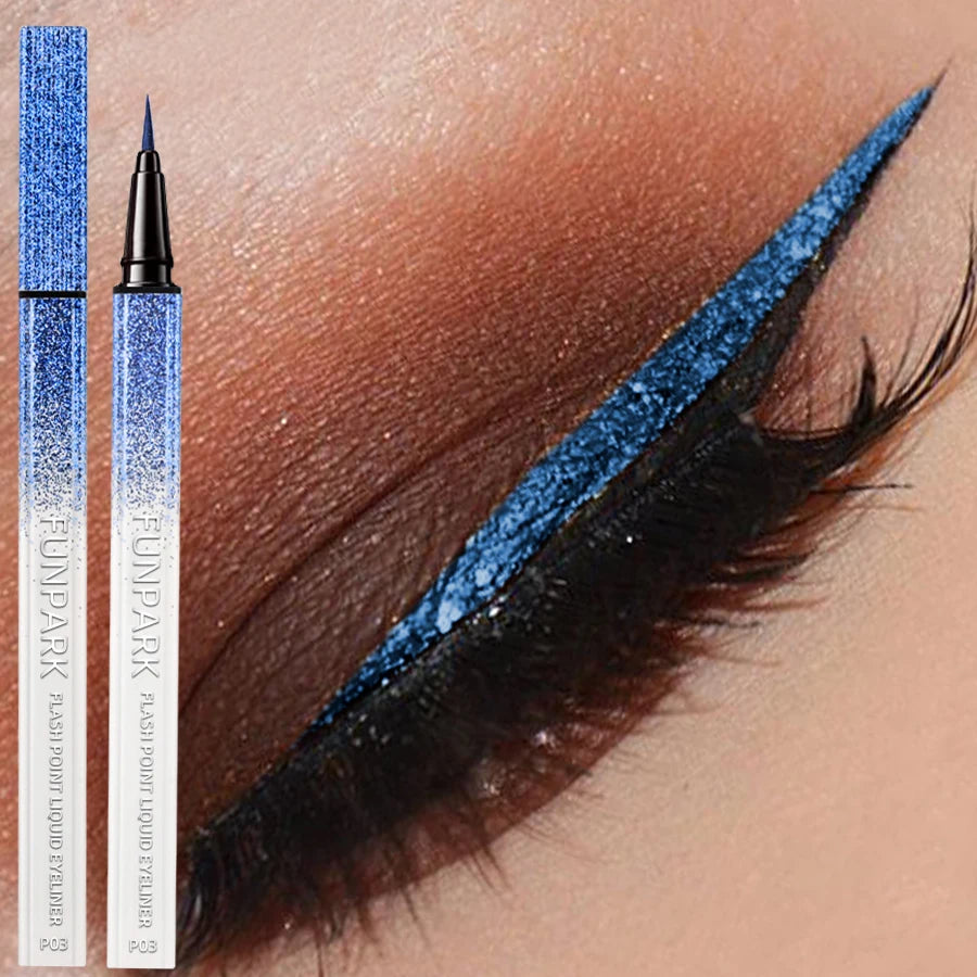 Bule Shimmer Waterproof Eyeliner Pen High-shine Liquid Korean Makeup