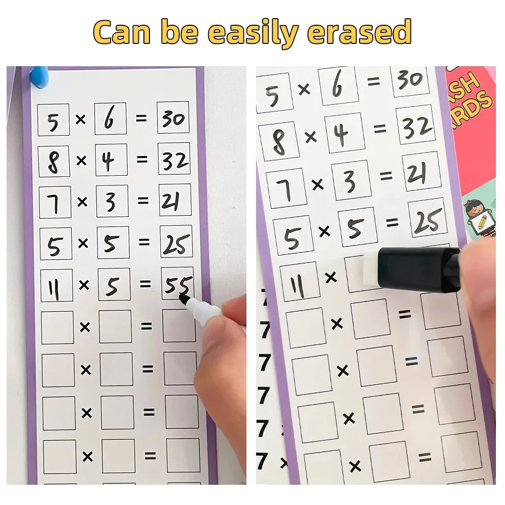 Math Addition Subtraction Multiplication Division Erasable Reusable