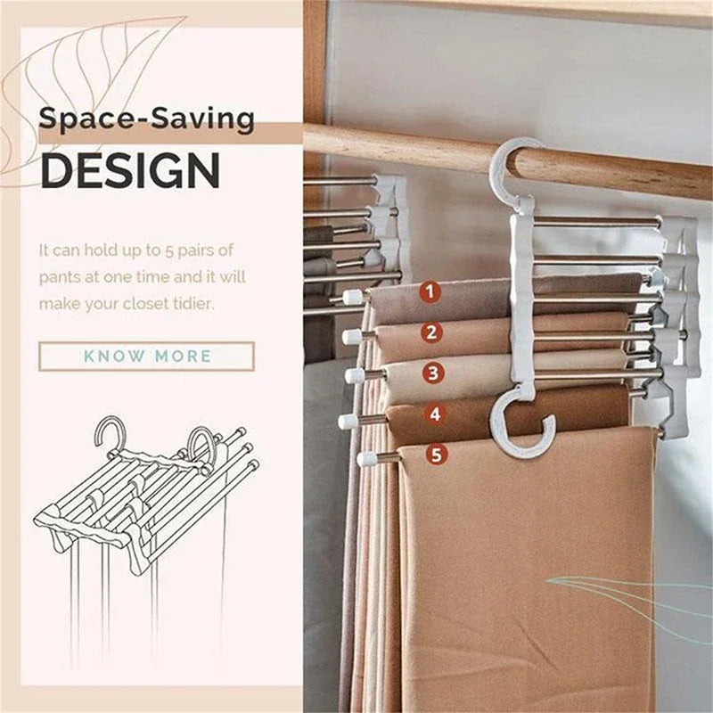 Pants Hanger Clothes Hangers Tongs Clothes Rack Hangers Stainless Steel Folding Pant Rack Tie Hanger Bedroom Closet Organizer Zpaxo
