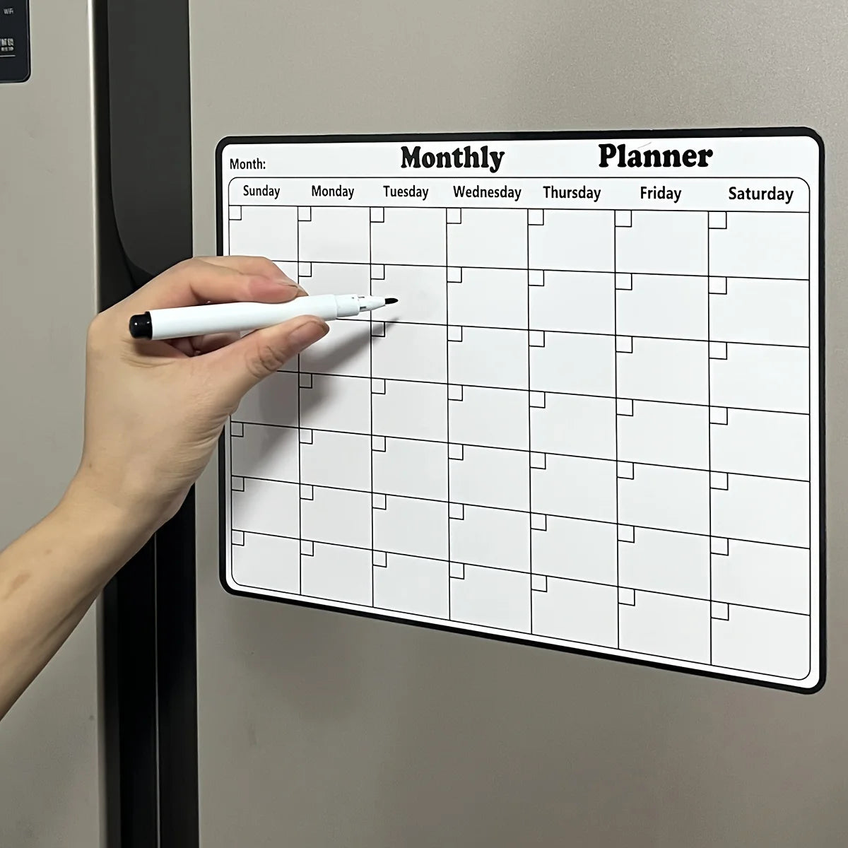 Stylish Magnetic Dry Erase Calendar - Versatile Monthly Planner for Refrigerator - Easy Kitchen Organization & Decor Zpaxo