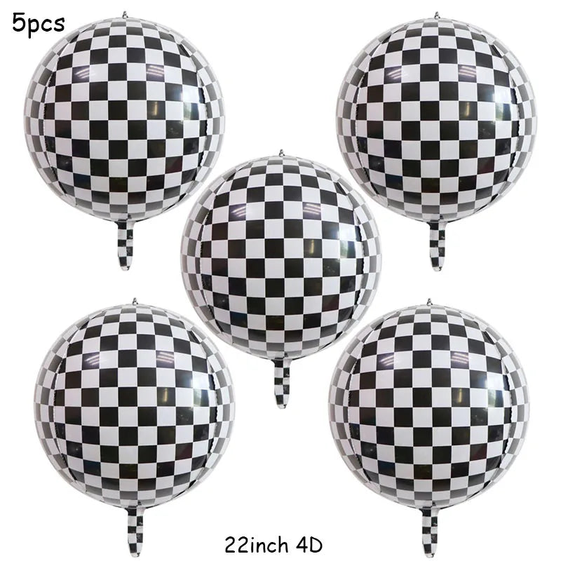 Large Motorcycle Foil Balloons Racing Car Balloon Boy Birthday Party Zpaxo 5 checkered balloon Other
