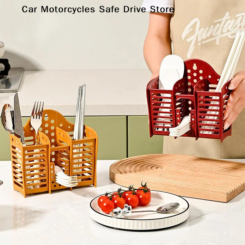 Multifunctional 3 Slot Plastic Chopstick Cage Hollow Drain Utensil