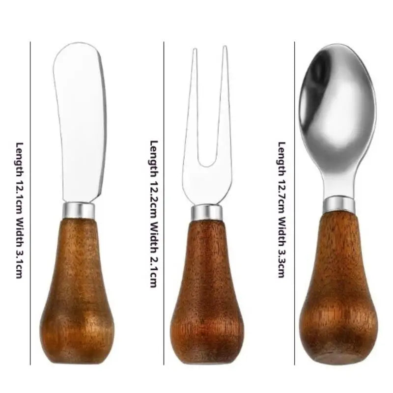 1 Wood Handle Stainless Steel Cheese Knife Features Butter Spreader Zpaxo 3PCS