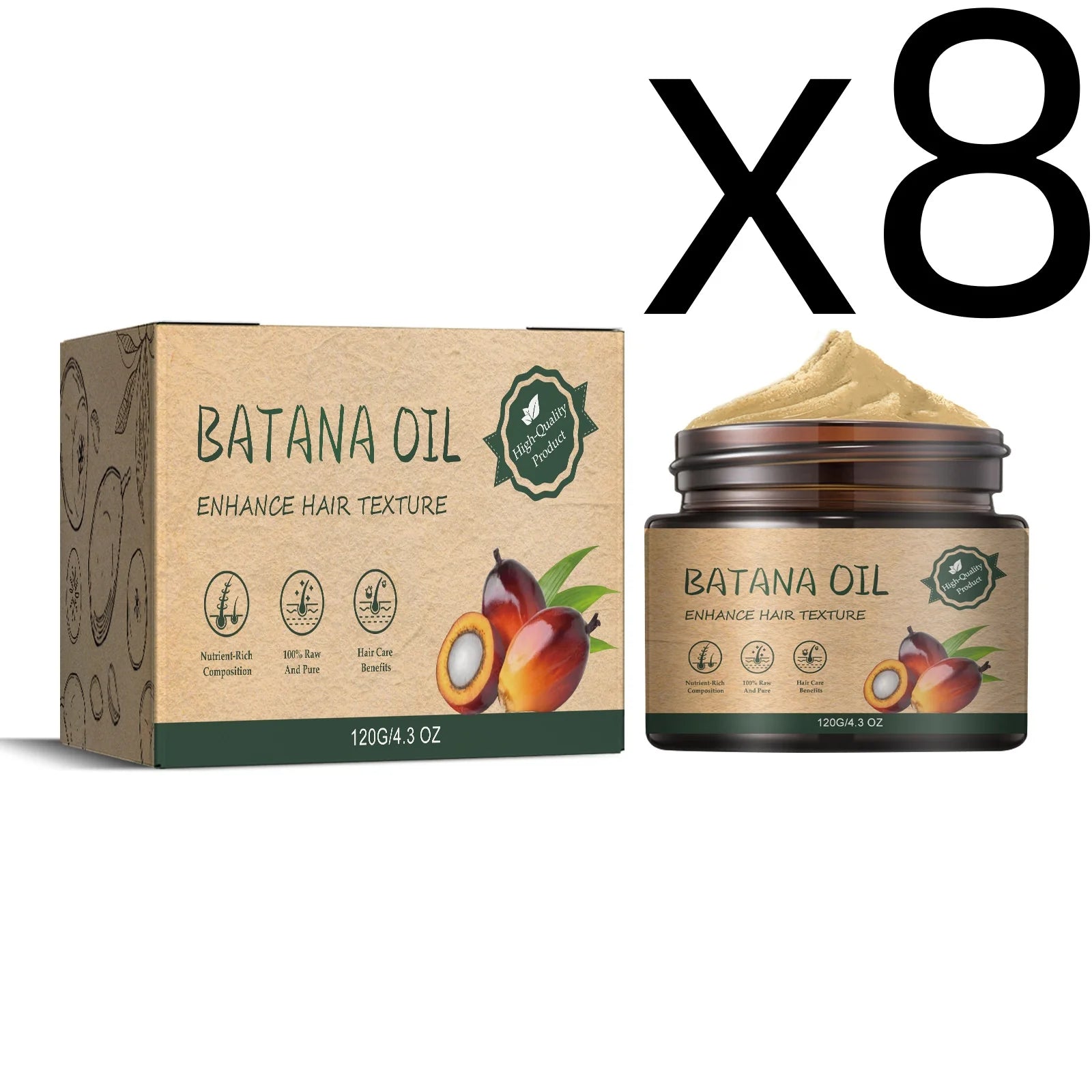 Batana Oil Hair Cream – Repair, Moisturize & Smooth Frizzy Hair Hair Care Cream Zpaxo 120g Boxed X 8PCS