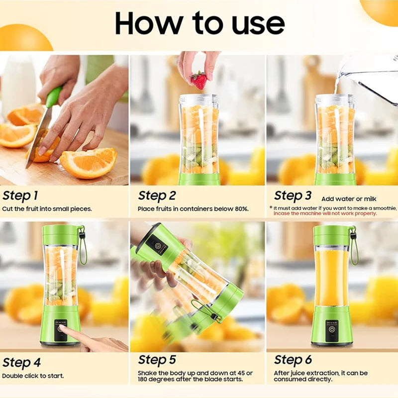 380ml household juice mixer mini electric juicer USB rechargeable smoothie shake mixer portable juicer household appliances Zpaxo