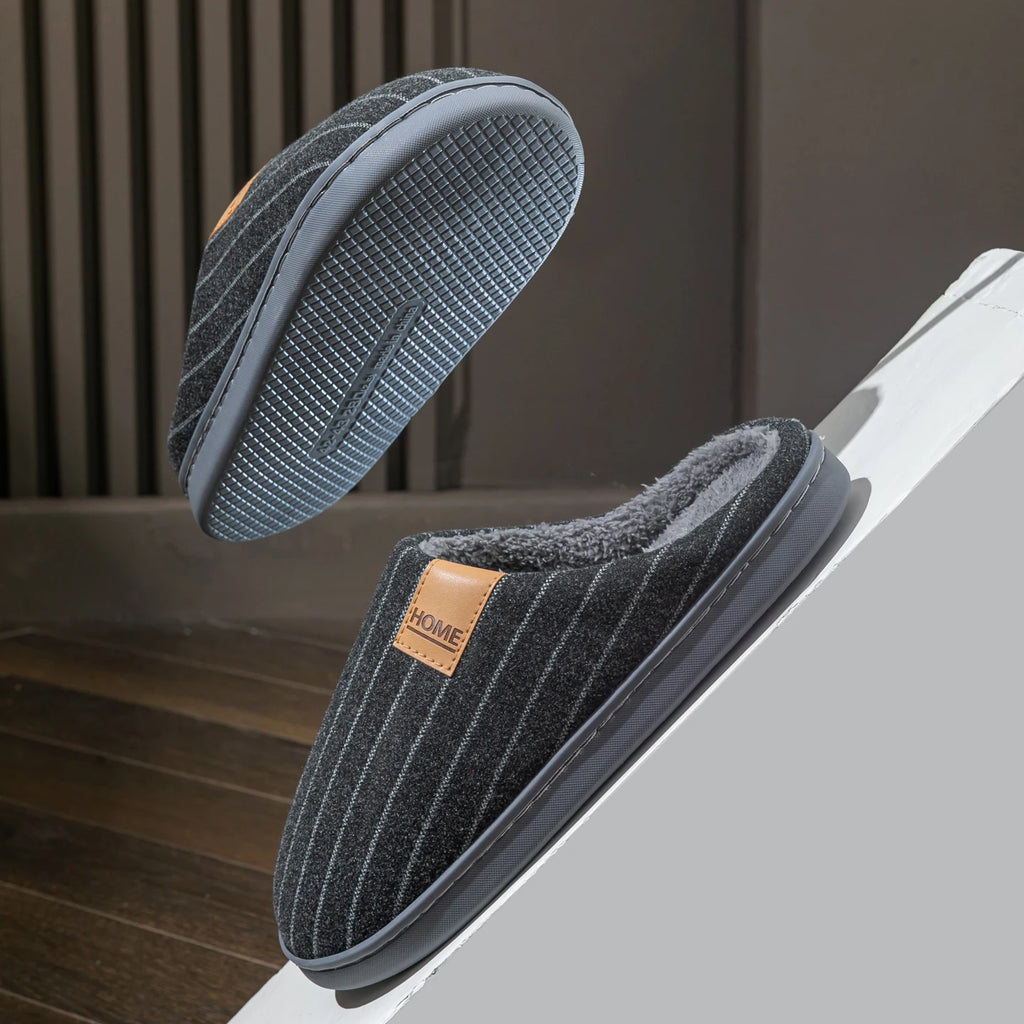 Men's Winter Slippers Non-slip Indoor House Shoes Cozy Plush Lining