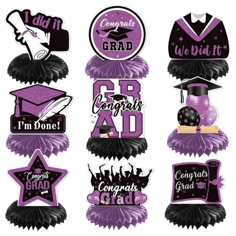 Graduations Party Decorations Hanging Banners Helical Honeycomb Zpaxo for Purple. CN