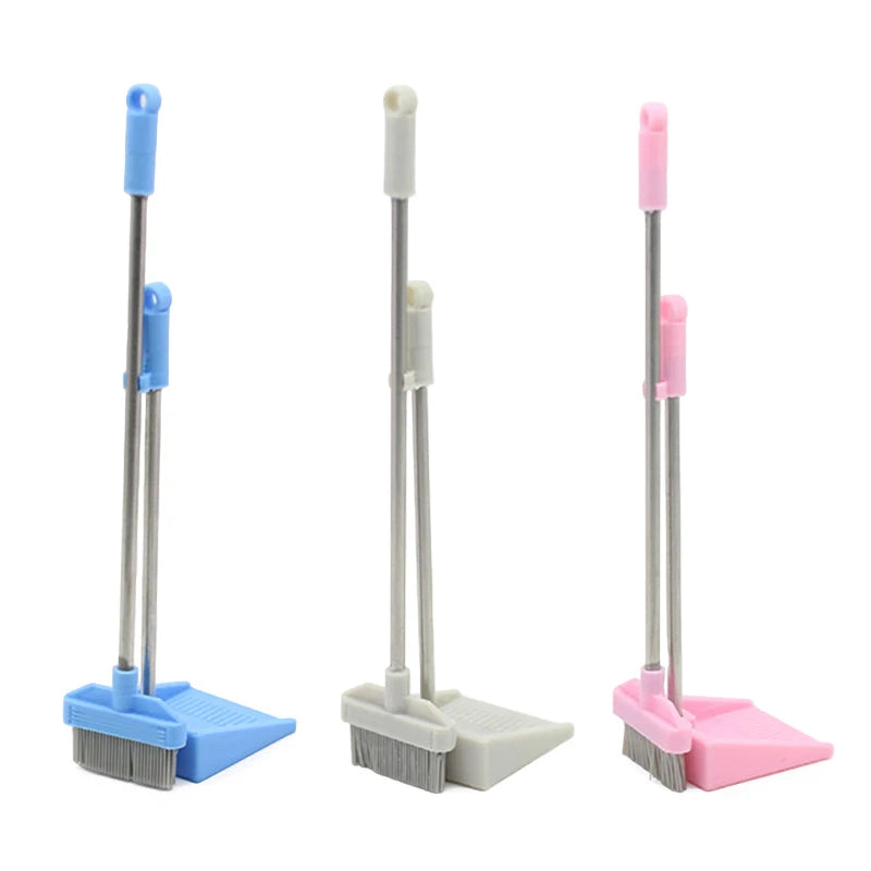 1 Set 1:12 Dollhouse Miniature Broom Dustpan Kit Doll Home Cleaning Tools Decor Toy Micro Life Scene Decoration Props Zpaxo