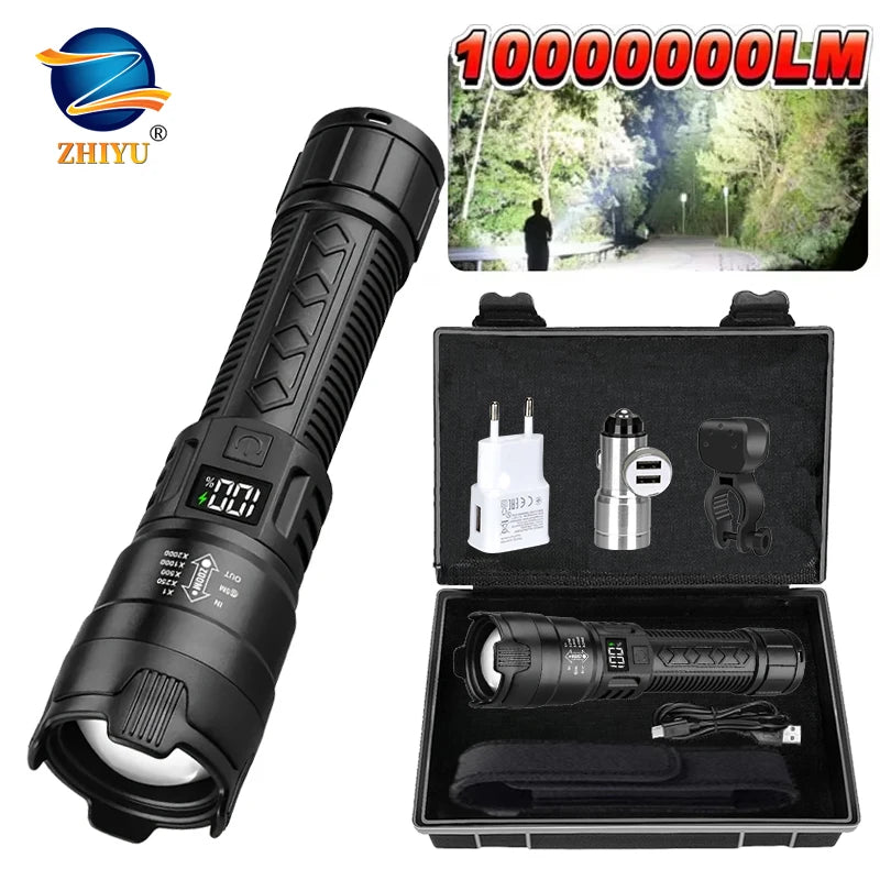 2000LM LED Tactical Flashlight – Type-C Rechargeable Zoom Torch LED Tactical Flashlight Zpaxo