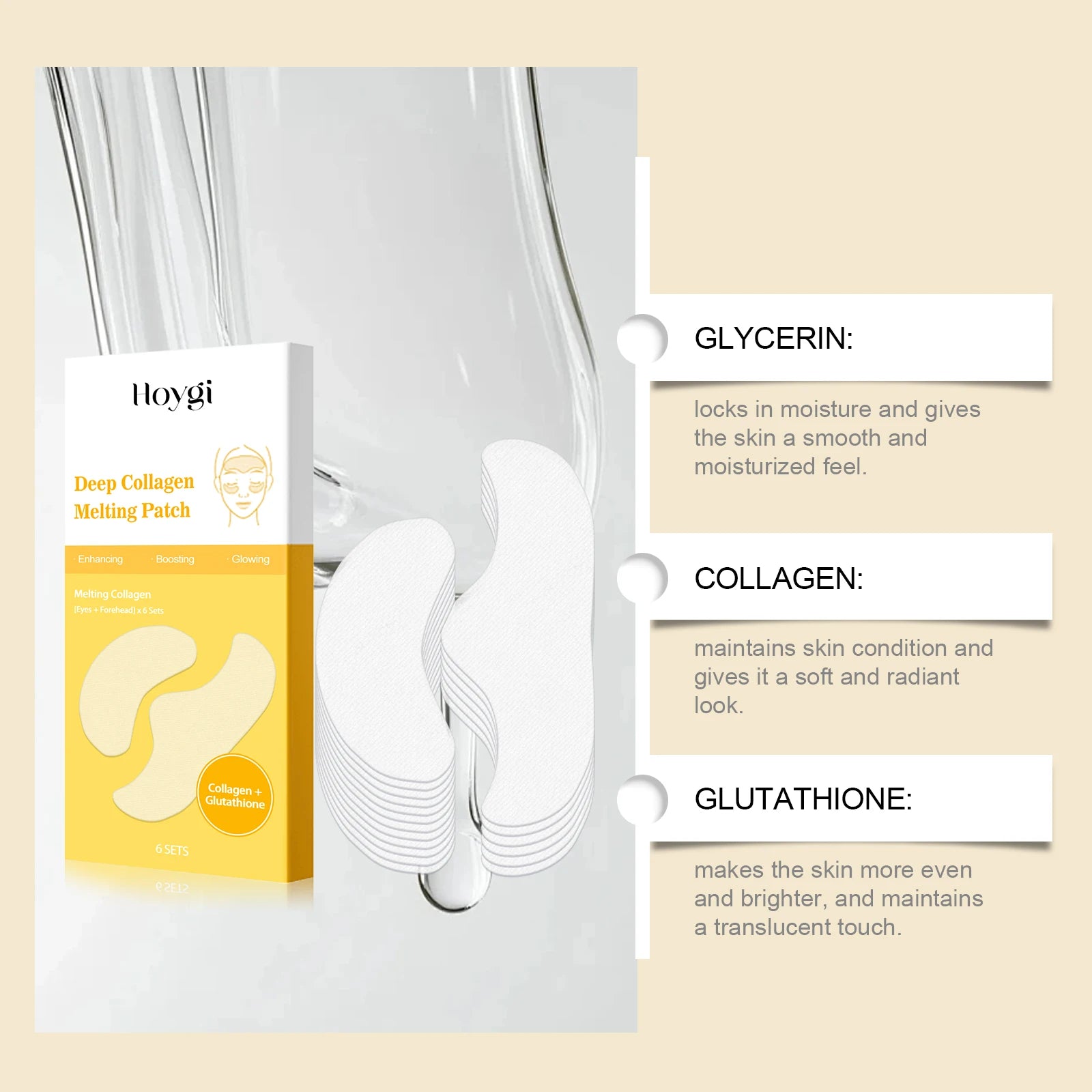 Hoygi Collagen Water-Soluble Patches – Eye & Face Firming Mask Collagen Face Patch Zpaxo