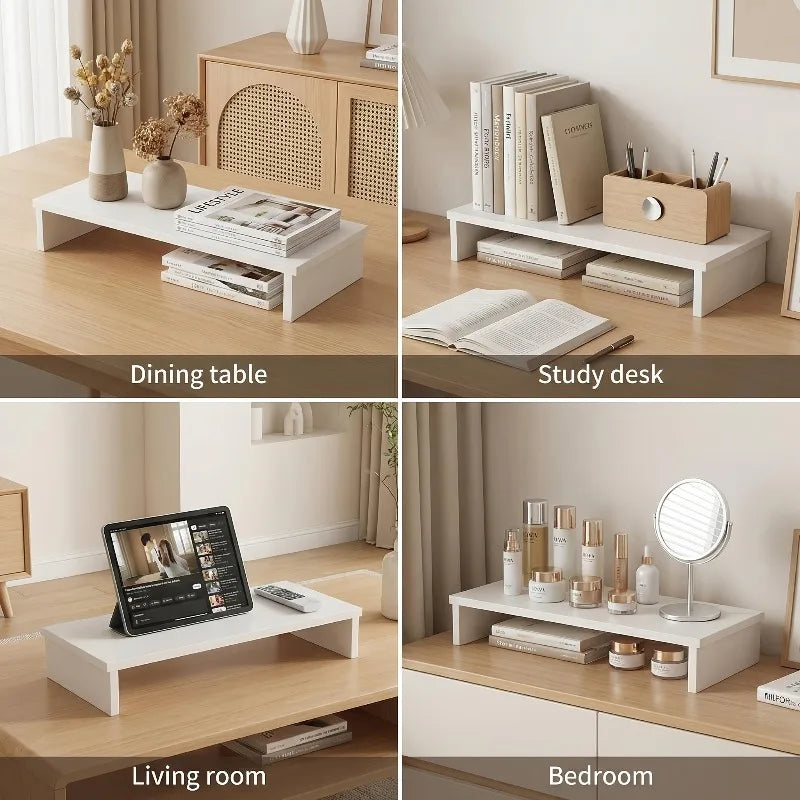 White Wooden Laptop Stand Stable Load-bearing Ergonomic Computer