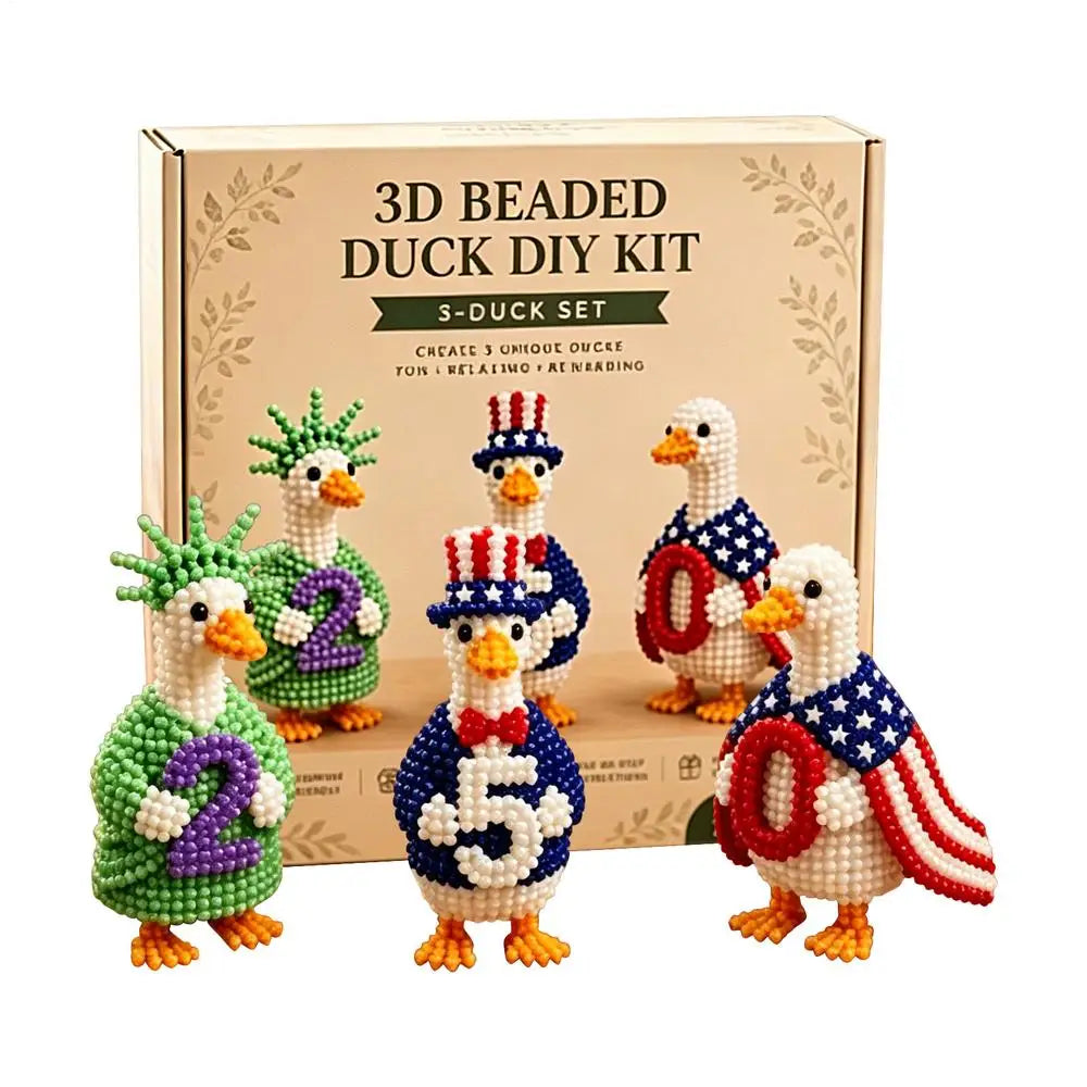 Beaded Animal Craft Patriotic Duck DIY Beading Kits Handmade Adults