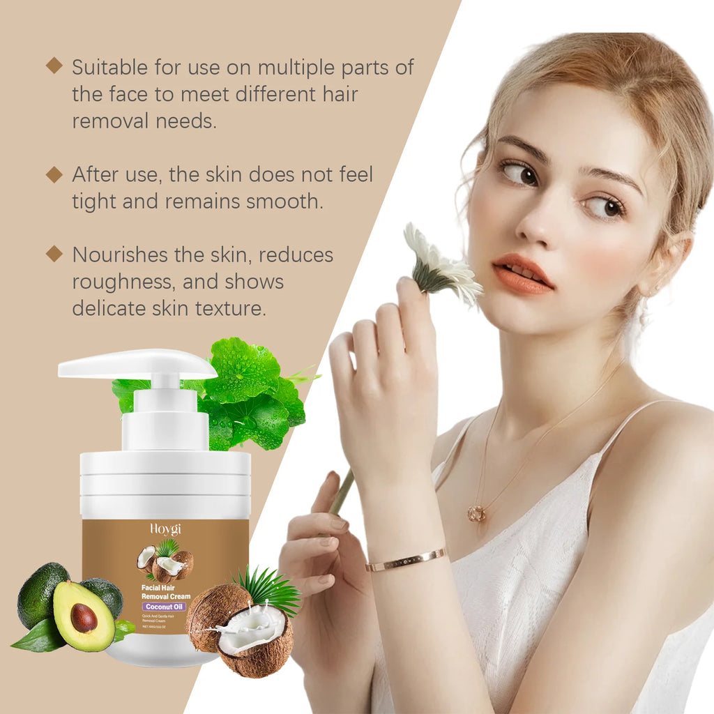 Hoygi Coconut Facial Hair Removal Cream – Painless & Gentle Hair Removal Cream Zpaxo