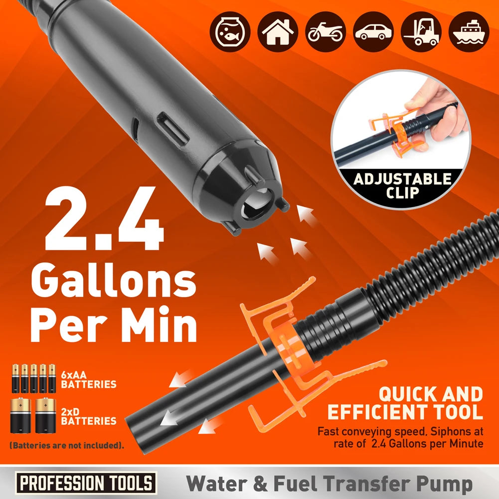 Portable Liquid Transfer Pump Flow Control Nozzle Fuel Gas Suction
