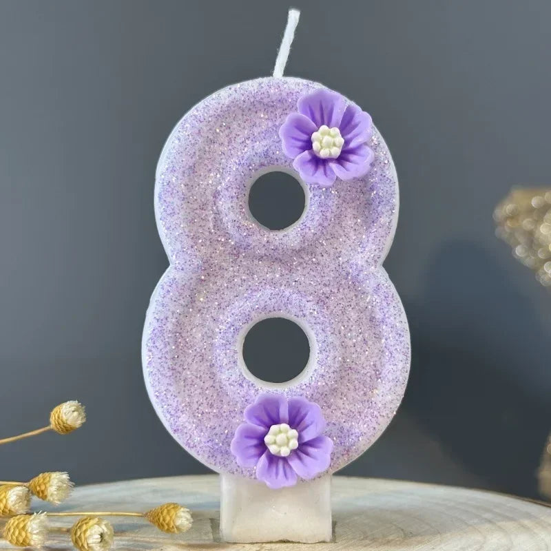 3D Purple Flower Number Cake Candles | Birthday Party Decor Number Cake Candles Zpaxo 8