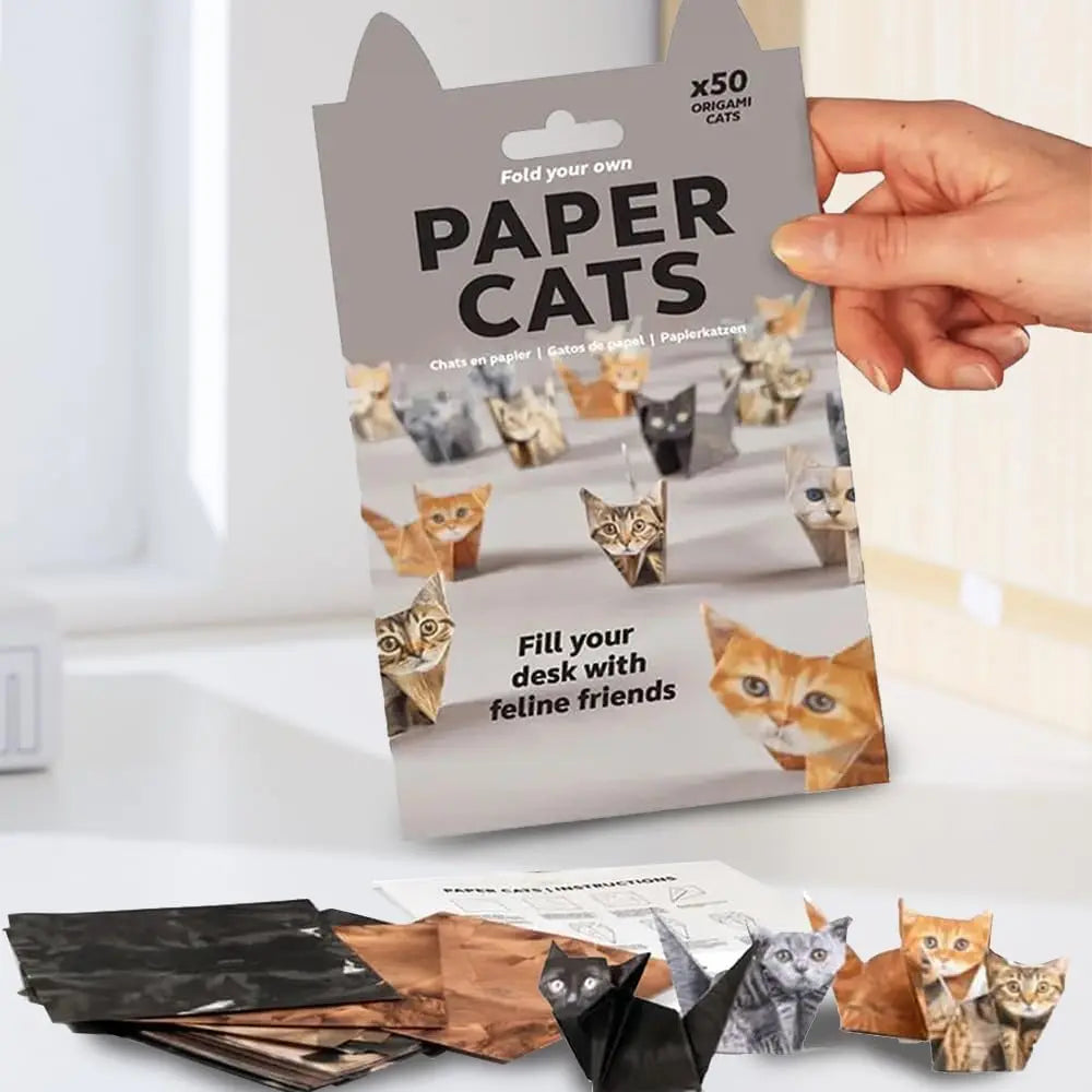 Creative DIY Paper Cats 50 Sheets DIY Origami Paper Handmade DIY Paper Cat Dog Dinosaur Fun Art Craft Folding Animal Folding Set Zpaxo