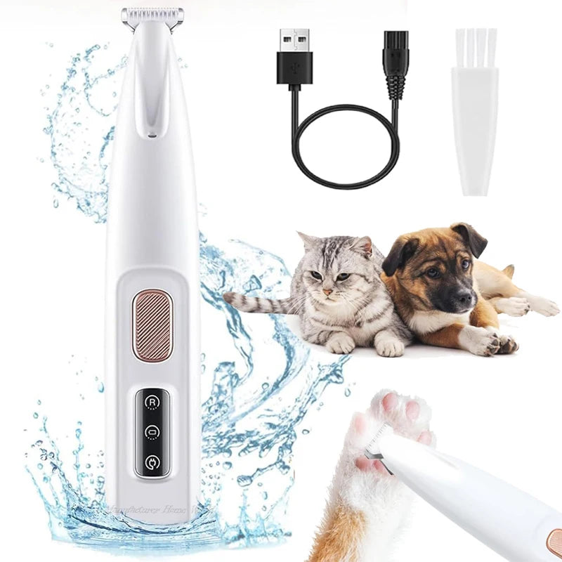 Dog Paw Trimmer LED Light Fully Waterproof Pet Hair Display Clippers