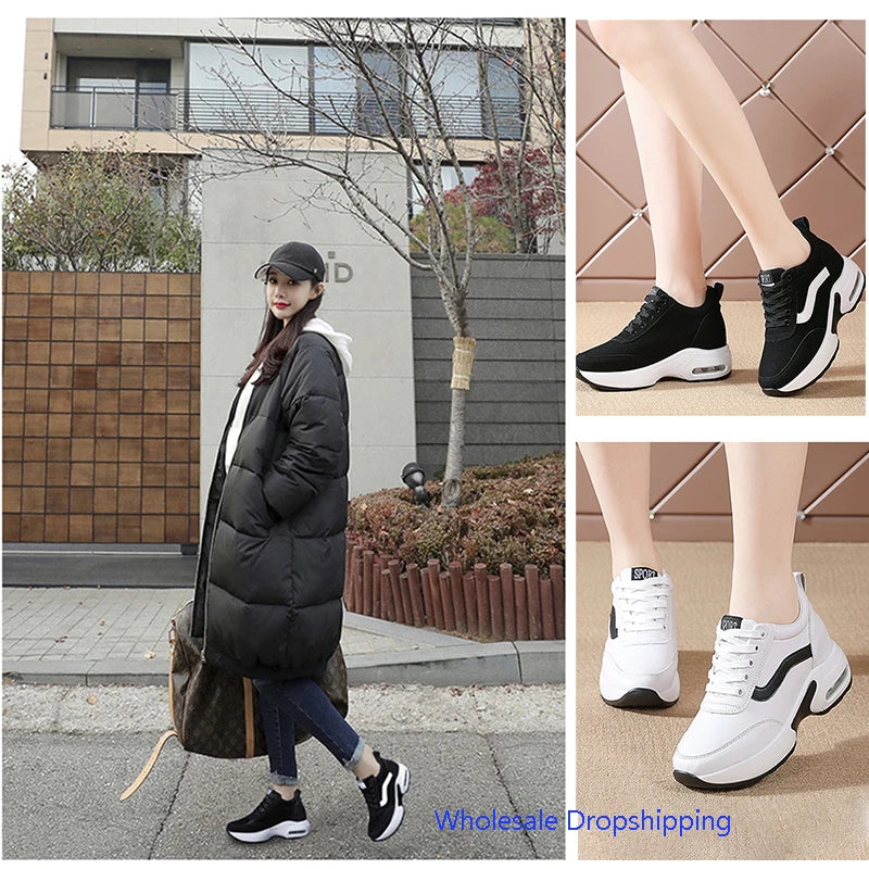 Women Sneakers Height Increase Internal Cushion Heeled Sports Shoes Zpaxo