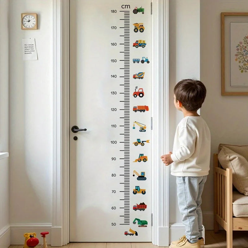 Cartoon Car Height Measurement Wall Stickers for Waterproof Removable PVC Kids Room Kindergarten Home Decoration Zpaxo