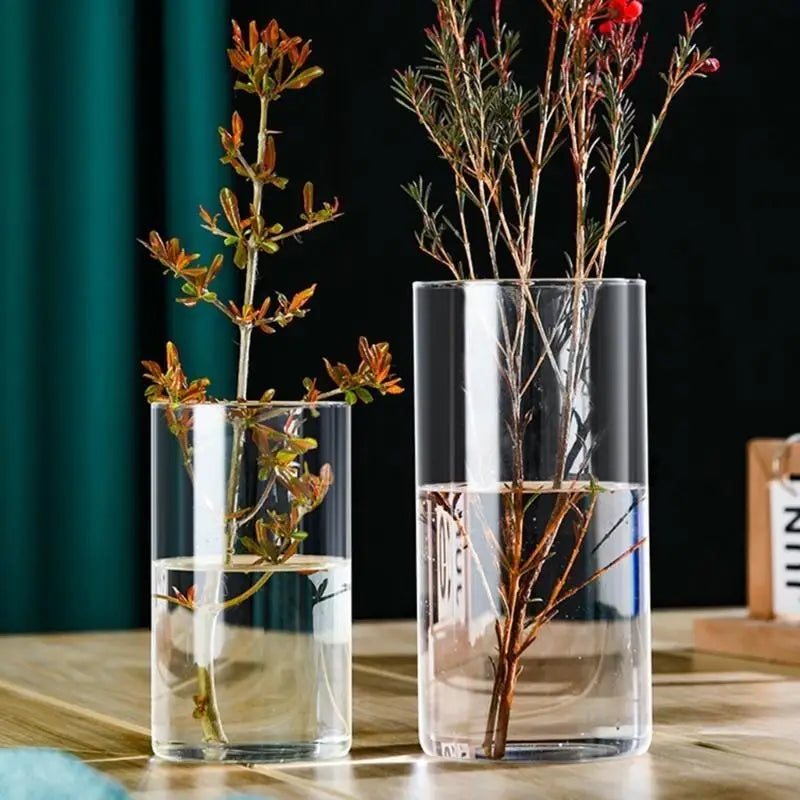 Handcrafts Glass Vase Cylinder Holder Beautiful Pattern Florals
