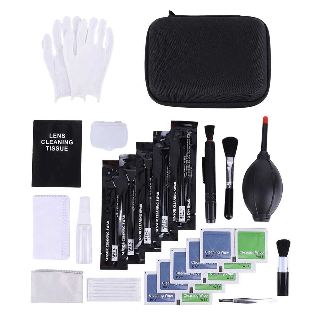 Professional Camera Cleaning Air Blower Swabs Cloth Brush Lens DSLR