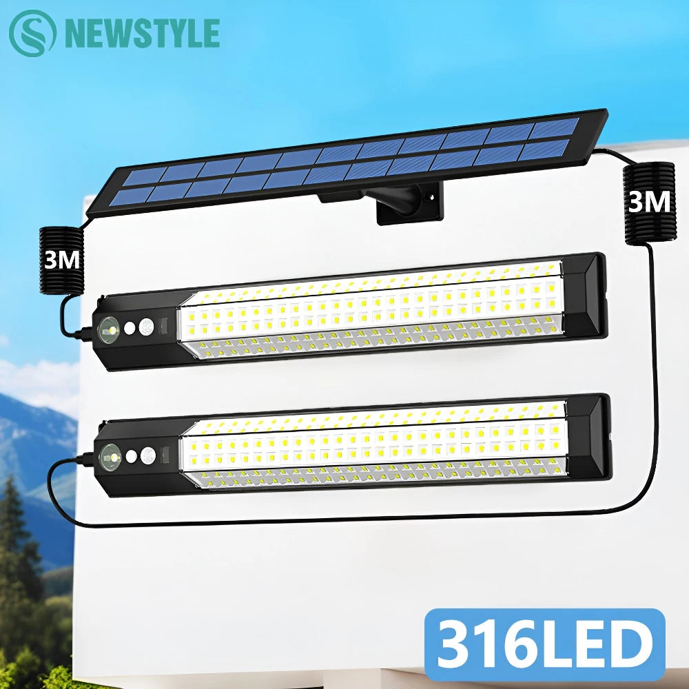 316/158 LED Solar Lamp Motion Sensor Outdoor Camping Wall Light Waterproof Solar Powered Security Light Garden Fence Garden Zpaxo
