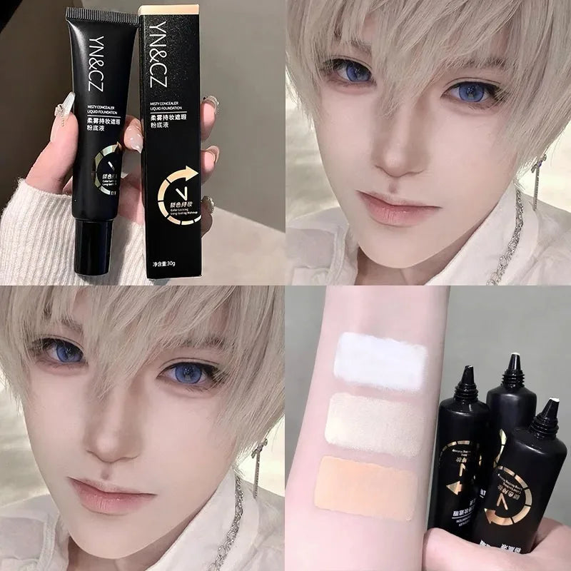 White Liquid Foundation for Halloween Goth Makeup Waterproof Full Coverage Primer High Concealer Cosplay Foundation Face Paint Zpaxo