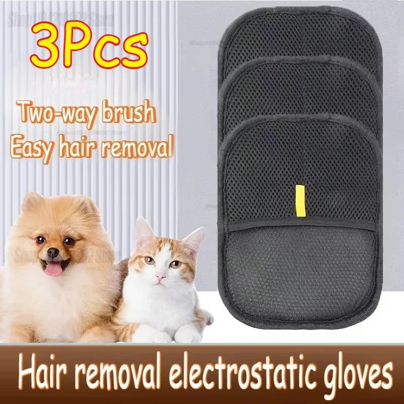 Pet Hair Remover Brush Kitten Hair Remover Gloves Deshedding Brush Glove for Dog Cat Double-Sided Fur Hair Cleaning for Carpet Zpaxo 3PCS