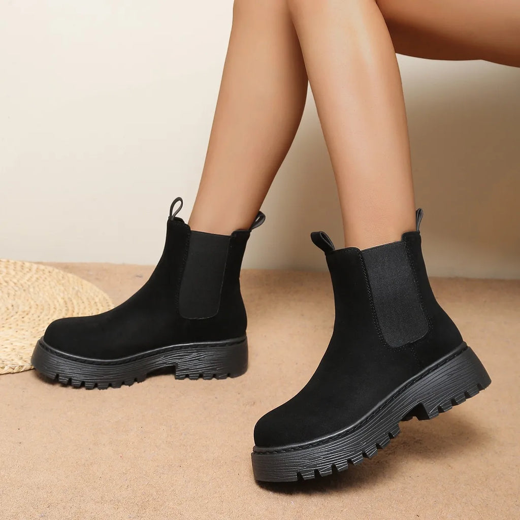 Women Ankle Boots Round Toe Comfortable Women Short Boots Large Size Square Heel Shoes Leisure Daily Concise Shoes for Women Zpaxo