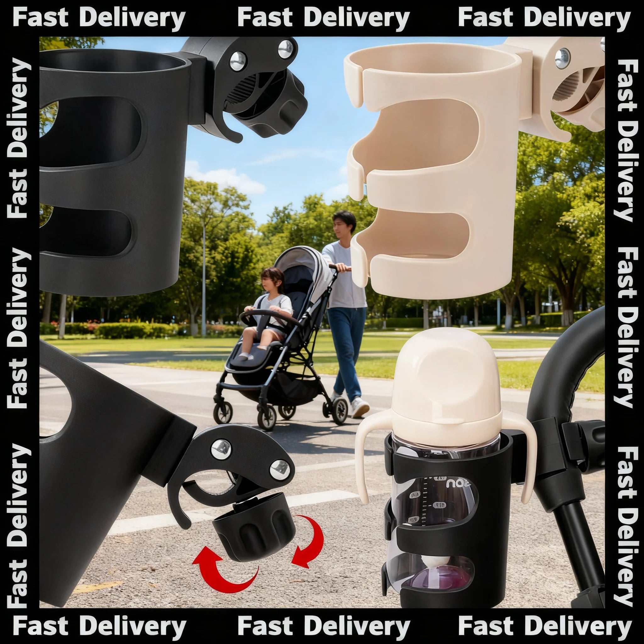 Baby Stroller Cup Baby Stroller Cup Holder Universal 360 Rotatable Drink Bottle Holder Car Bicycle Pushchair Bottle Rack Phone Zpaxo