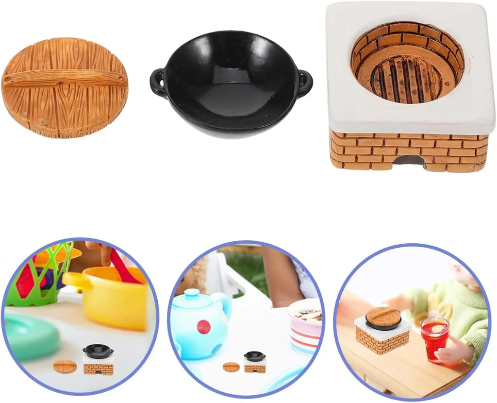 3-Pack Mini Resin Kitchen Pots with Lids – Dollhouse Cookware