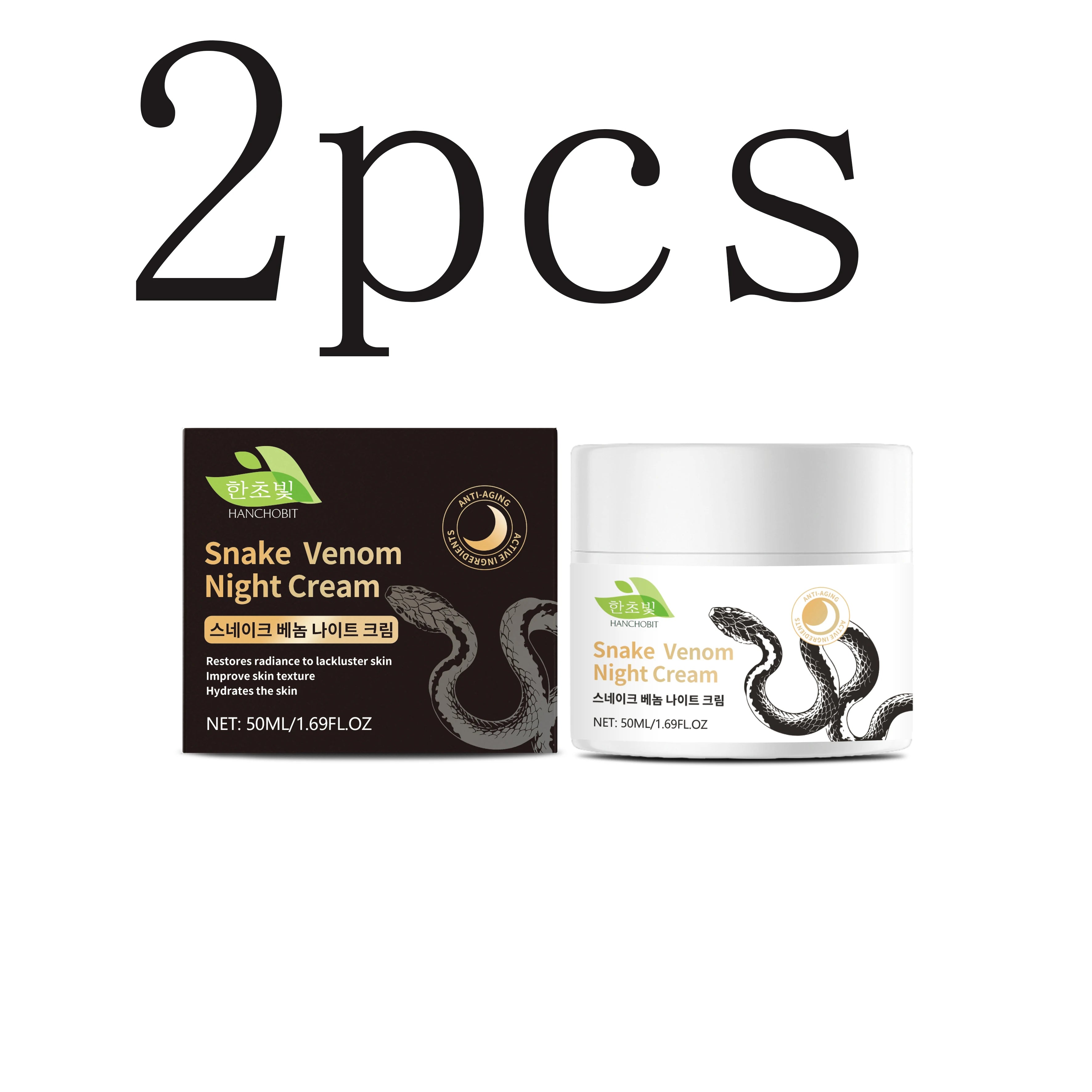 Snake Venom Night Cream: Daily Facial Care for Deep Nourishment, Refining Skin Texture, and Delivering a Smooth Complexion Zpaxo 50mlx2pcs