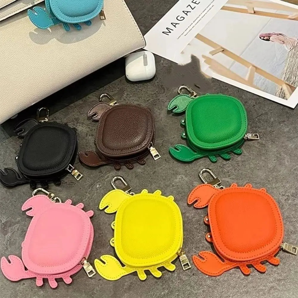 Cartoon Crab Coin Purse Keychain Cute Small Purse Crab PU Leather Pendant Zipper Backpack Hanger Earphone Bag Outdoor Zpaxo