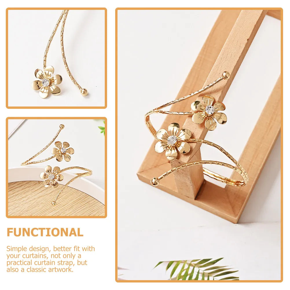 Alloy Curtain Holdbacks Delicate Flower Tiebacks Drape Fixing Strap