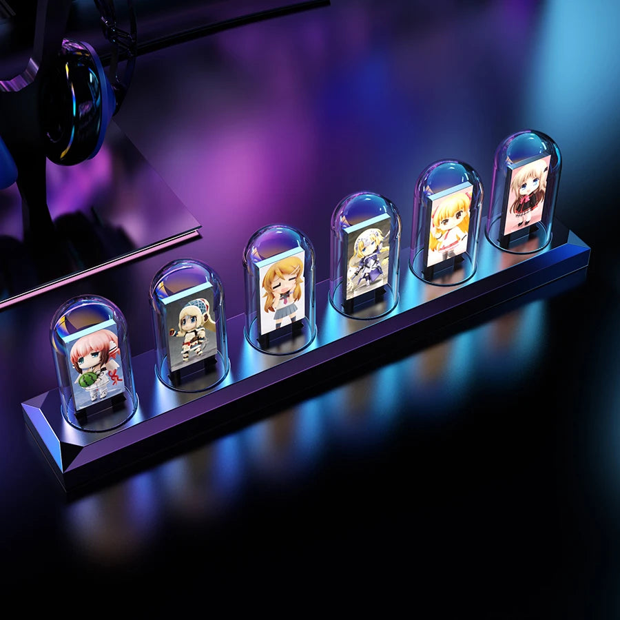 RGB Nixie Tube Clock LED Glows IPS Color Screen DIY Analog Digital Tube Night lights Gaming Desktop Home Decoration Gift Idea Zpaxo
