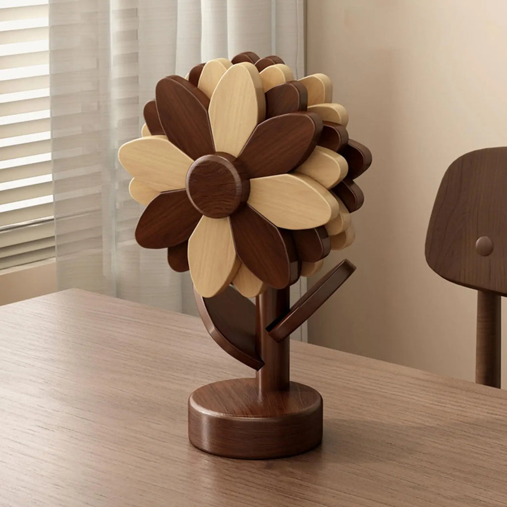 Wooden Trivets Foldable Decorative Sunflower Shaped Tabletop Protector Wooden Trivet Set for Counter Table Countertop Oven Zpaxo