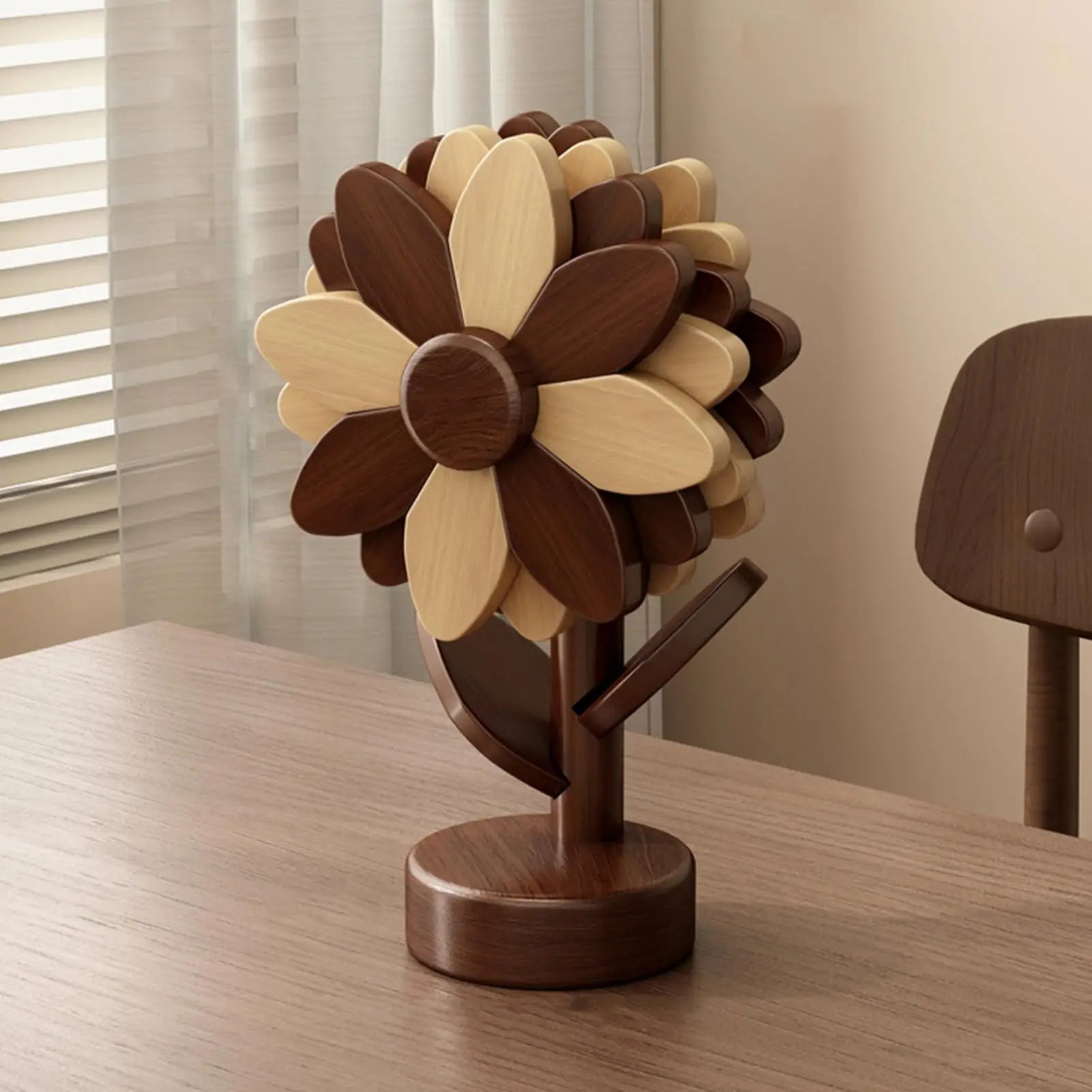 Wooden Trivets Foldable Decorative Sunflower Shaped Tabletop Protector Wooden Trivet Set for Counter Table Countertop Oven Zpaxo