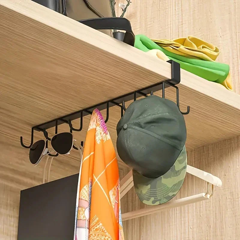 Cabinet Storage Rack Multifunctional Wardrobe Organizing Rack 6/12 Hooks Kitchen Cup Holder No Punching Storage Rack Organizer Zpaxo