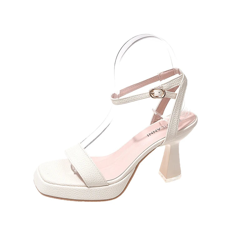 2025 Summer Fashionable Women's Shoes Thick Sole Ankle Strap High Heel Waterproof Platform Shoes Pink Sandals 9cm Zpaxo