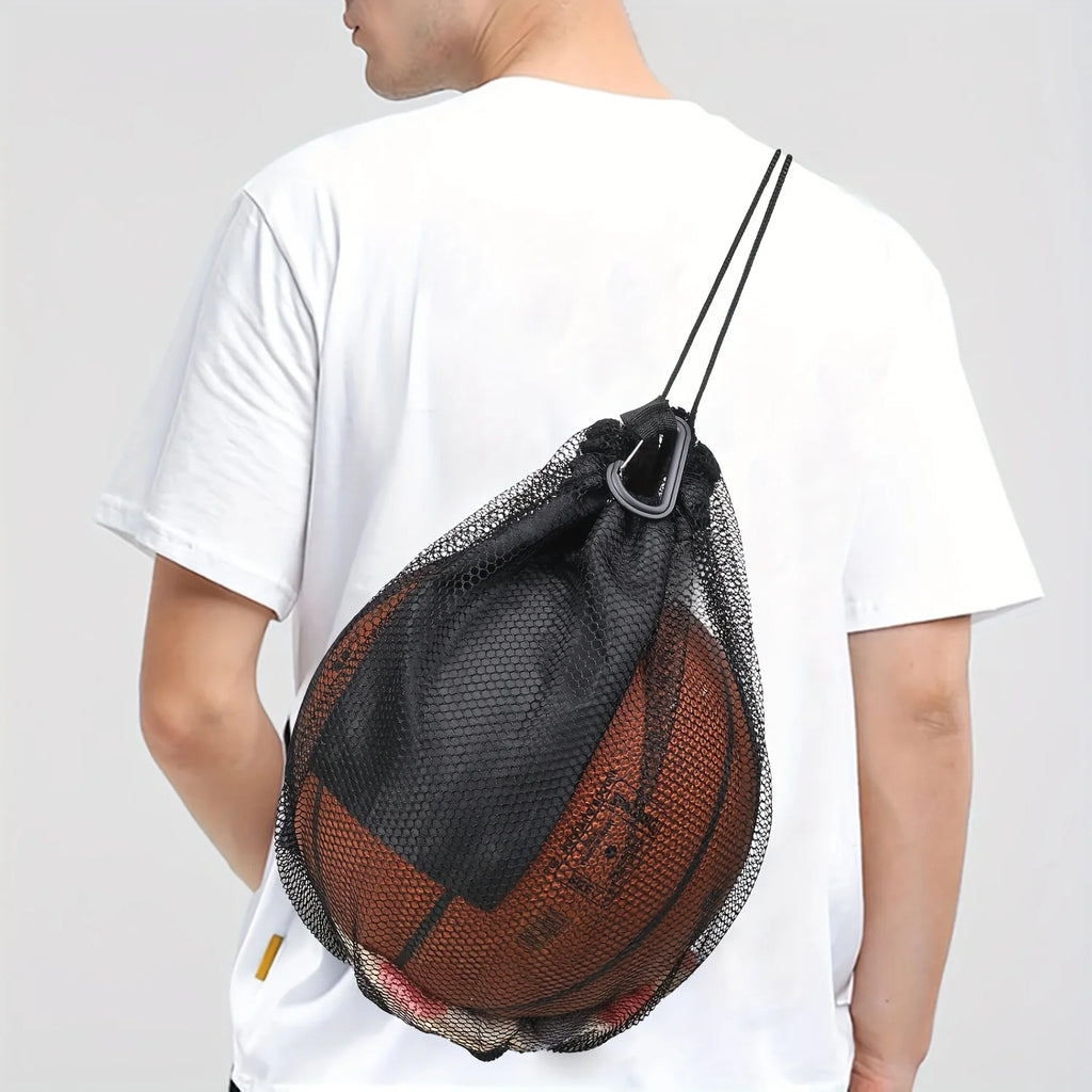 Portable Basketball Mesh Bag Multi-purpose Drawstring Sports Foldable