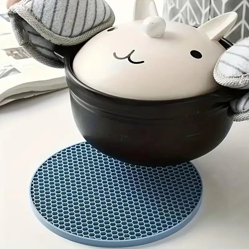 4pcs Round Heat-Resistant Non-Slip Trivet Set, Pot Holder & Cup Coaster for Kitchen Table Zpaxo