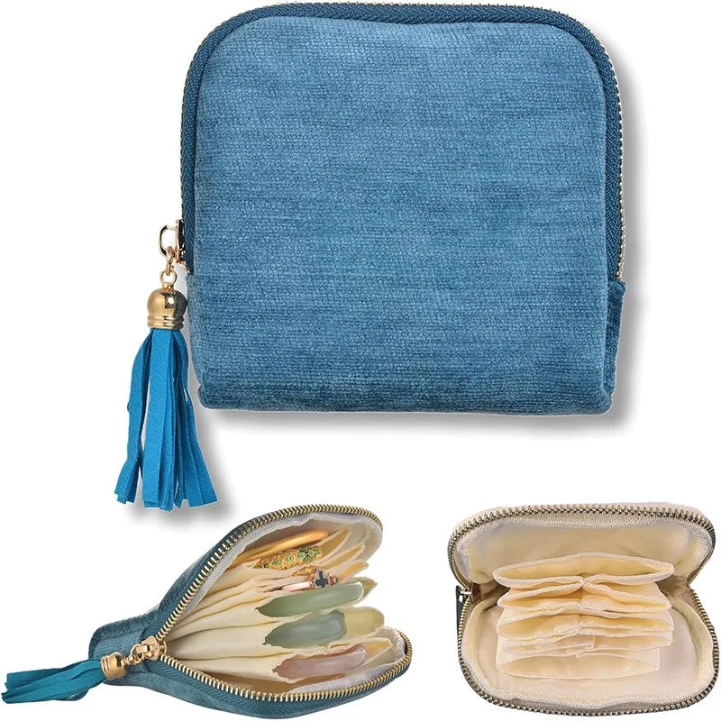 Jewelry Storage Bag Tassel Pendant Ring Zipper Large Capacity Travel